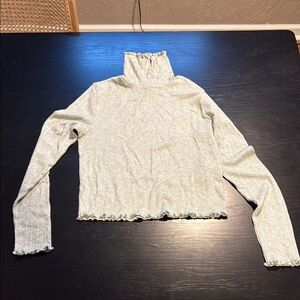 Madewell silver Ribbed Fitted Long Sleeve turtleneck tee sweater women’s small